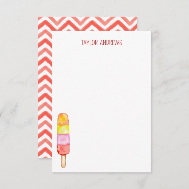 Watercolor Popsicle Note Cards (Front/Back)