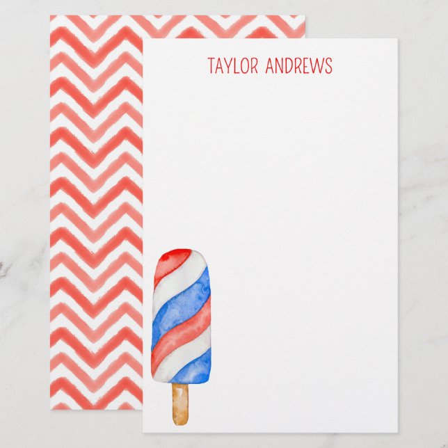 Watercolor Popsicle Personalised Stationery (Front/Back)