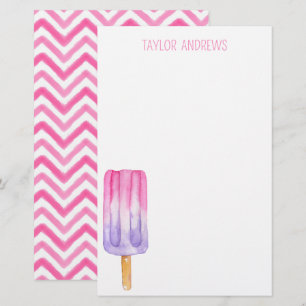 Watercolor Popsicle Personalized Stationery