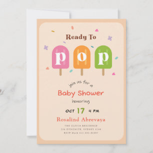 Watercolor Popsicle Ready to Pop Baby Shower Invitation