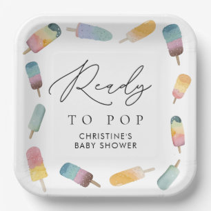 Watercolor Popsicle Ready to Pop Baby Shower Paper Plate