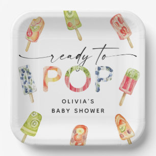 Watercolor Popsicle Ready to Pop Baby Shower Paper Plate