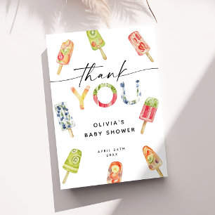 Watercolor Popsicle Ready to Pop Baby Shower Thank You Card