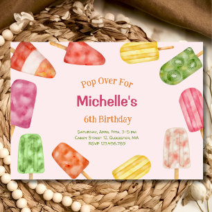 Watercolor Popsicle Summer Birthday Invitation