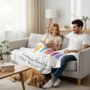 Watercolor Popsicle Summer Family Name Fleece Blanket