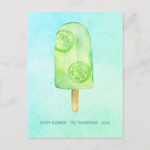 Watercolor Popsicle Summer Greeting Holiday Postcard
