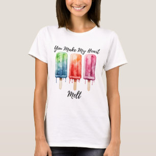 Watercolor Popsicle Summer White T-Shirt