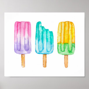 Watercolor Popsicles Poster