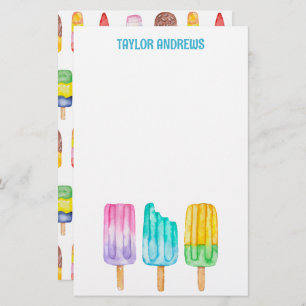 Watercolor Popsicles Stationery