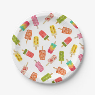 Watercolor Popsicles Summer birthday party  Paper Plate
