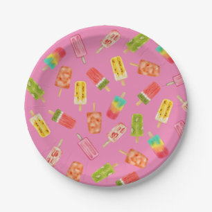 Watercolor Popsicles Summer birthday party Paper Plate