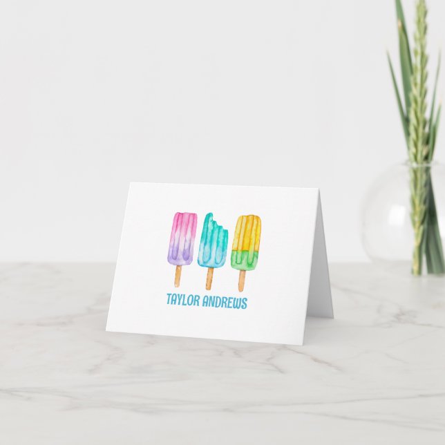 Watercolor Popsicles Thank You Card (Front)