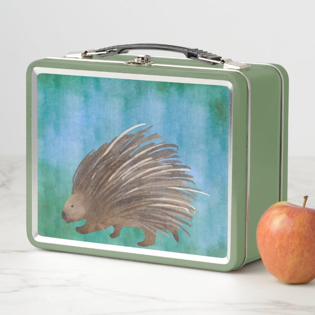 Watercolor Porcupine Metal Lunchbox (In Situ)