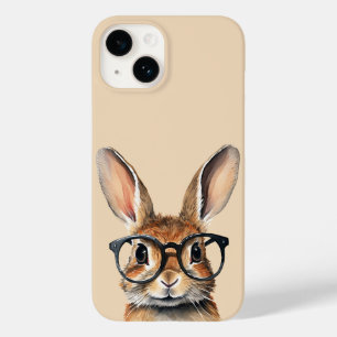 Watercolor Portrait Cute Rabbit With Glasses Case-Mate iPhone 14 Case