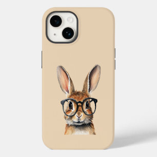 Watercolor Portrait Cute Rabbit With Glasses iPhone 14 Case