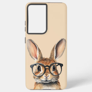 Watercolor Portrait Cute Rabbit With Glasses Samsung Galaxy Case