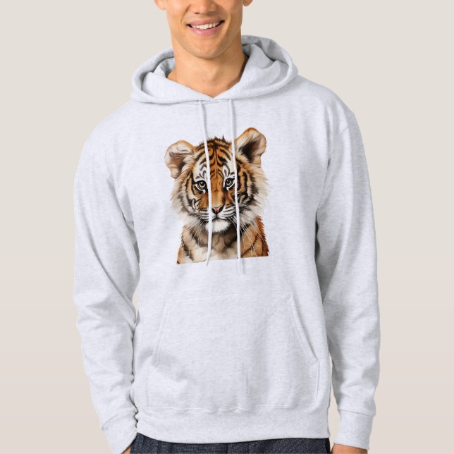 Watercolor Portrait of a Little Tiger Hoodie (Front)