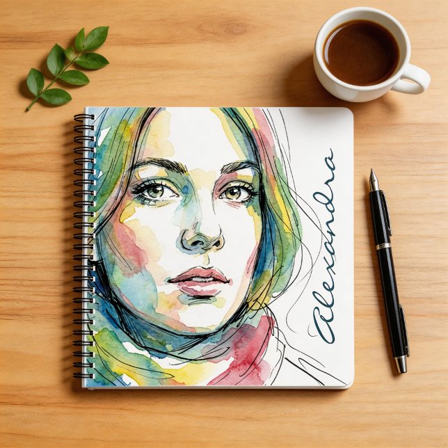 Watercolor Portrait Personalised Name Journal (Creator Uploaded)