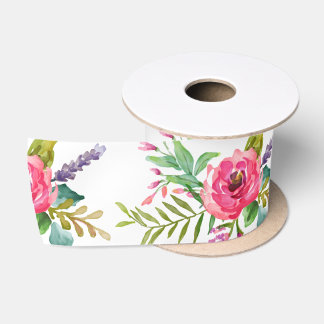 Watercolor posie satin ribbon