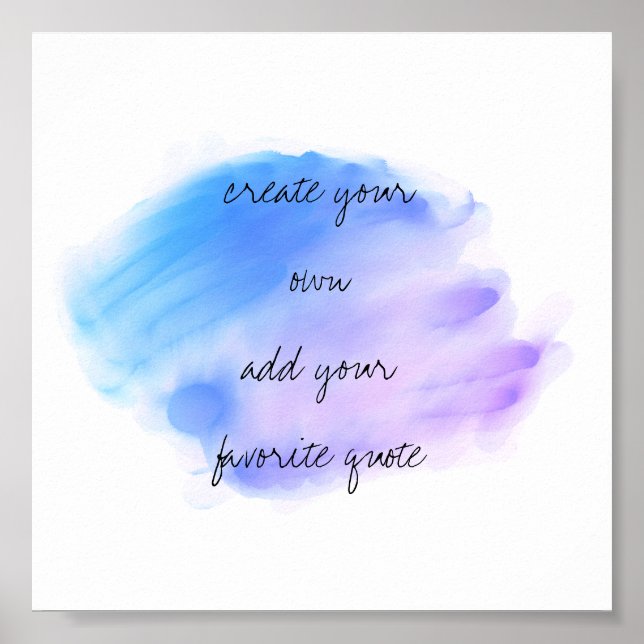 watercolor poster create your own quote wall art (Front)
