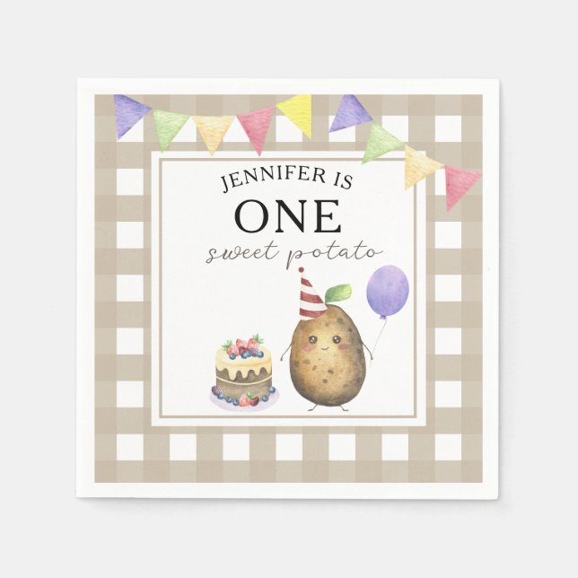 Watercolor Potato 1st birthday Napkin (Front)