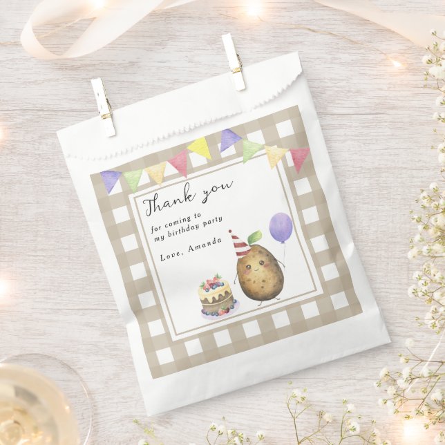Watercolor Potato 1st birthday thank you Favour Bags (Clipped)