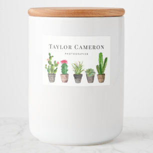 Watercolor Potted Cactus and Succulents Business Food Label