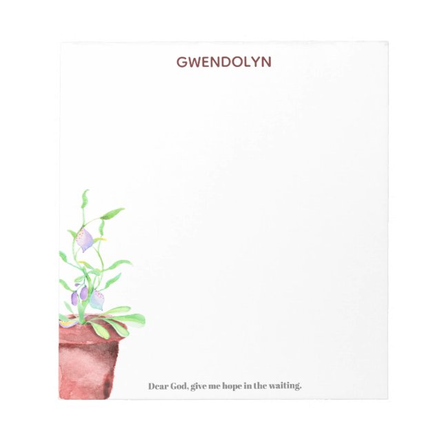 Watercolor Potted Fig Tree Dear God Notepad (Front)