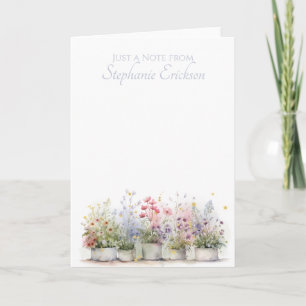Watercolor Potted Flowers Personalized Stationery Note Card