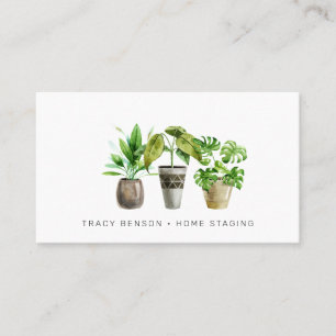 Watercolor Potted Plant Business Card