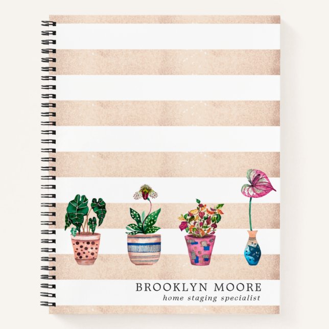Watercolor Potted Plant Personalised Journal (Front)