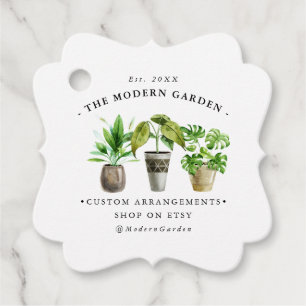 Watercolor Potted Plants   Business Hang Tag