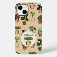 Watercolor Potted Plants Terracotta Pots Name