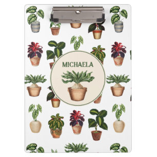 Watercolor Potted Plants Terracotta Pots Name Clipboard