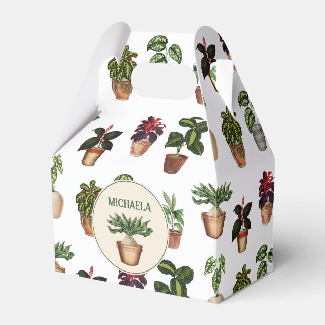 Watercolor Potted Plants Terracotta Pots Name Favour Box (Front Side)