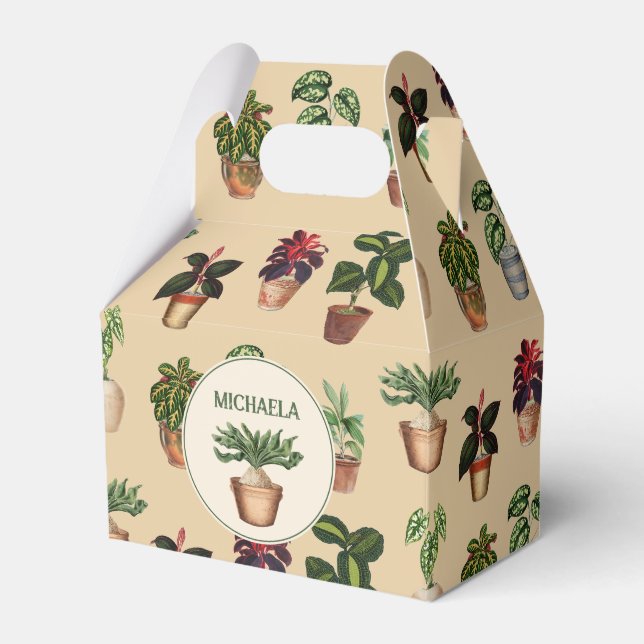 Watercolor Potted Plants Terracotta Pots Name Favour Box (Front Side)