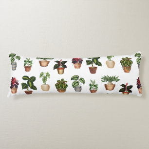 Watercolor Potted Plants Terracotta Pots Pattern  Body Cushion