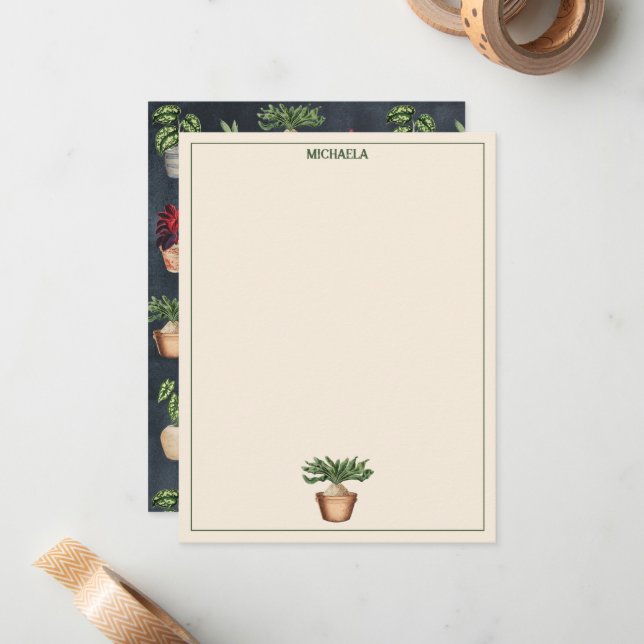 Watercolor Potted Plants Terracotta Pots Rustic Card (Front/Back In Situ)
