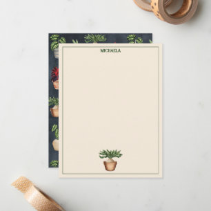 Watercolor Potted Plants Terracotta Pots Rustic Card