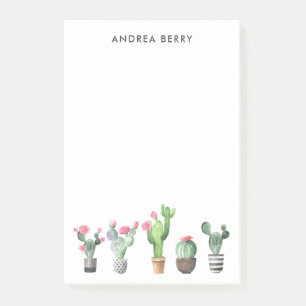 Watercolor Potted Succulents and Cacti Post-it Notes