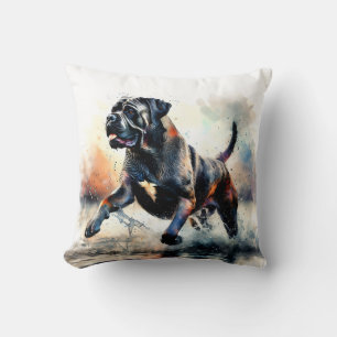 Watercolor powerful Cane Corso dog Cushion