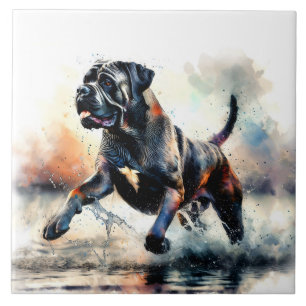 Watercolor powerful Cane Corso dog Tile