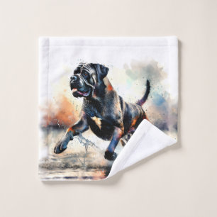 Watercolor powerful Cane Corso dog Wash Cloth