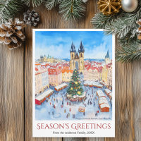 Watercolor Prague Christmas Markets Czech Republic