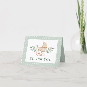 Watercolor Pram Baby Shower Thank You Card