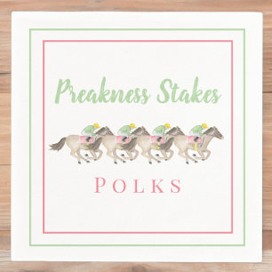 Watercolor Preakness Stakes Party Horse Racing  Napkin