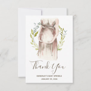 Watercolor Pregnant Woman Baby Shower Thank You C