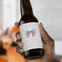 Watercolor Preppy Bow Red White Blue July 4th BBQ