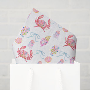 Watercolor Preppy Coastal Merry & Bright Tissue Paper