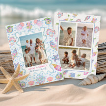 Watercolor Preppy Coastal Merry Christmas Photo